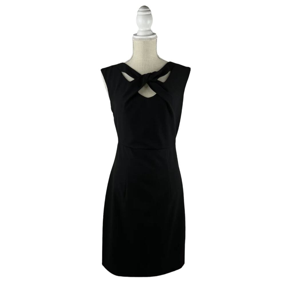 Maurice Little Black Dress Womens 5/6 Sleeveless Sheath Twisted Knot Neckline